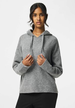 Pieces, HOODIE PCMALOU KNIT - Суитшърт с качулка - medium grey melange