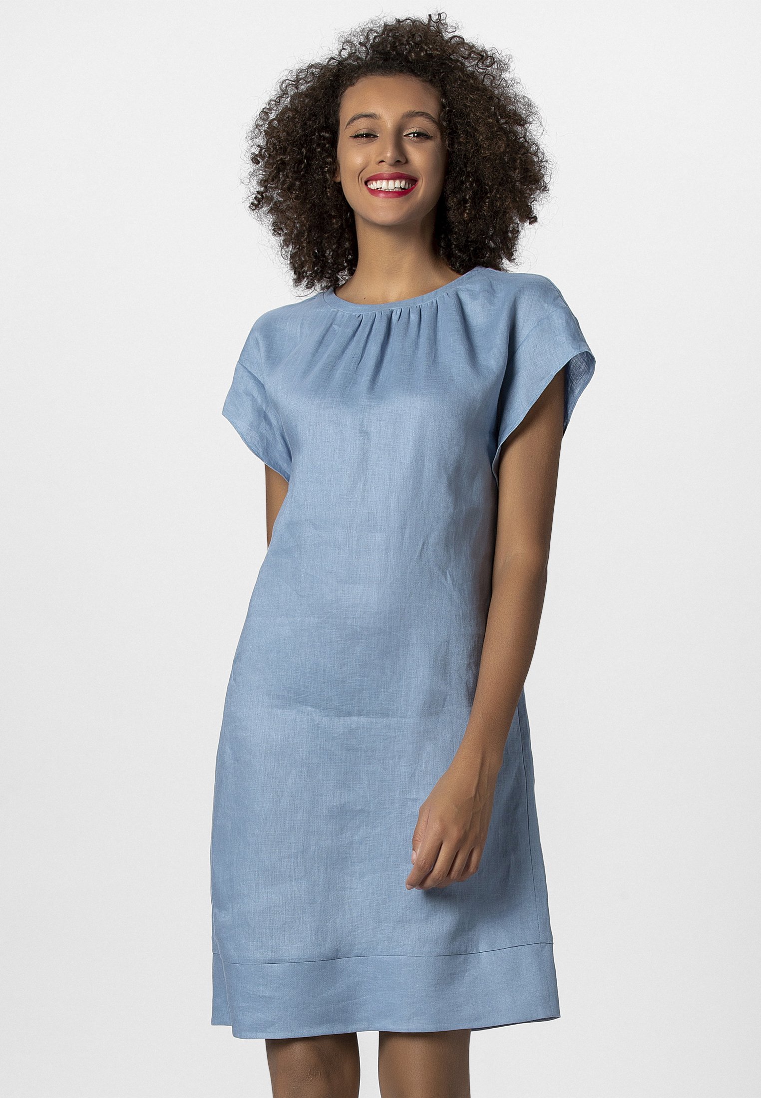 blue linen dresses uk