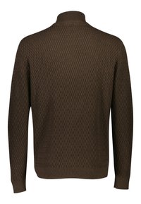 Lindbergh O-NECK STRUCTURE - Tröja med dragkedja - brown mel