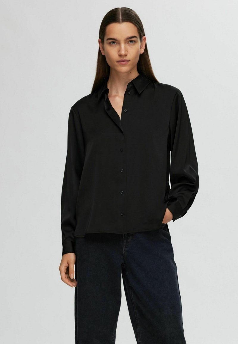 Selected Femme LANGARM - Skjortebluse - black