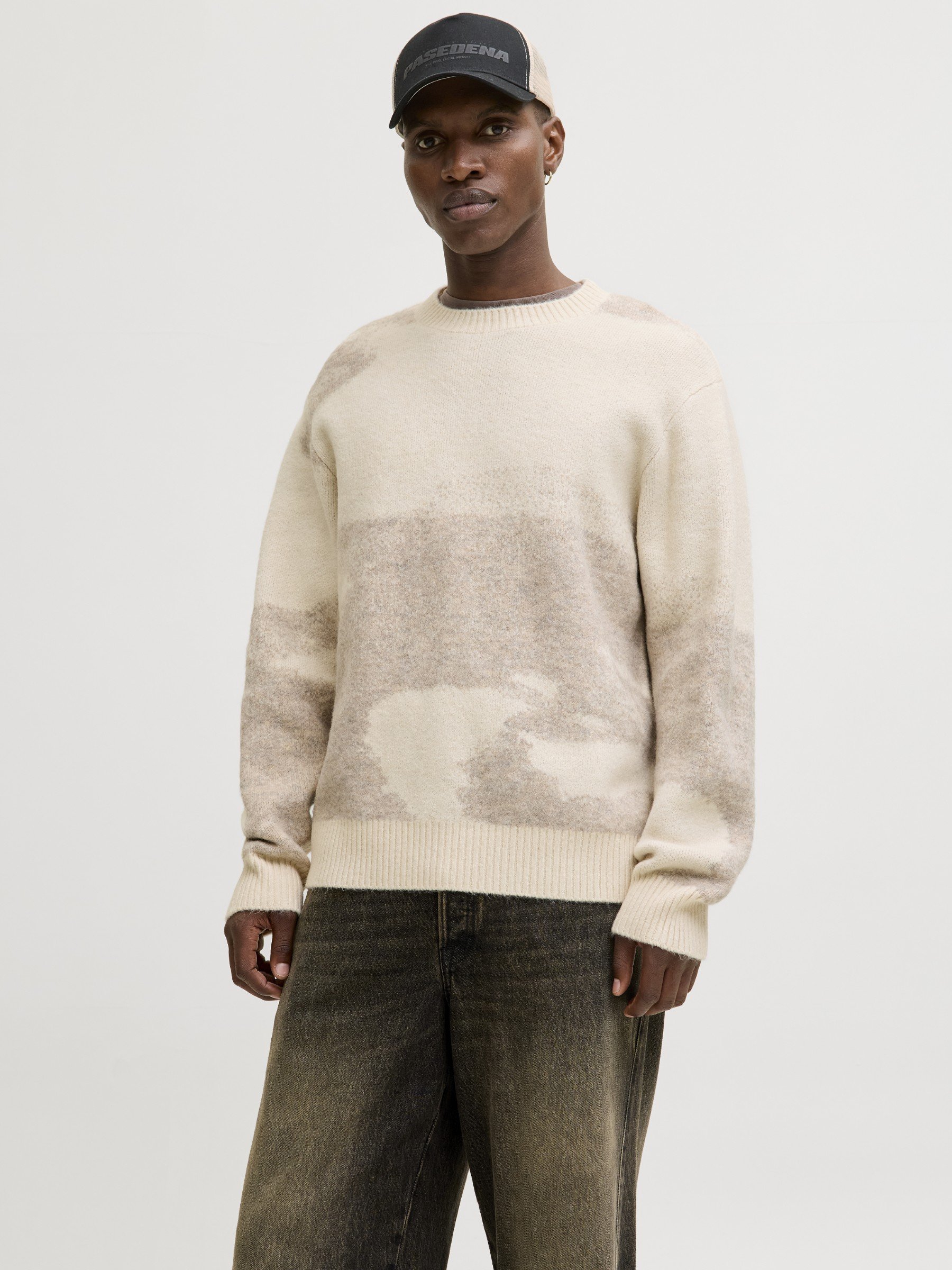 Nike Sportswear FAIR ISLE CREW - Jumper - lt orewood brn/sail