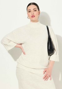 Ulla Popken PANEL 3/4 SLEEVE TURTLENECK  - Pullover - dark putty
