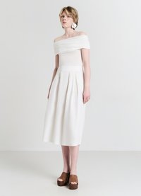 Calliope MIDI PIEGHE FIX - Faltenrock - bianco lana