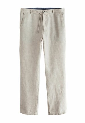 REGULAR FIT LINEN DRAWSTRING - Trousers - light grey