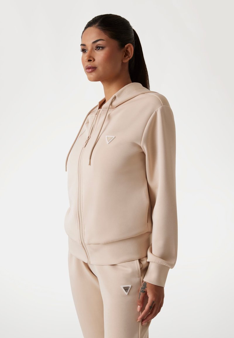 Guess - MIT REISSVERSCHLUSS - Zip-up sweatshirt - beige, Enlarge