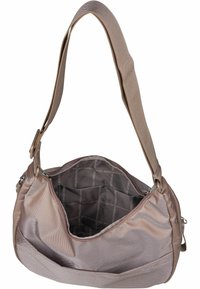 Borsa a tracolla color cammello con esterno texture, tracolla regolabile, chiusura con zip e un ampio interno con diverse tasche.