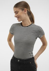 Aware VMINES FIONA O NECK - T-shirts basic - black/snow white