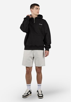 LOGO OVERSIZED HALFZIP HOODIE - Hoodie - washed black