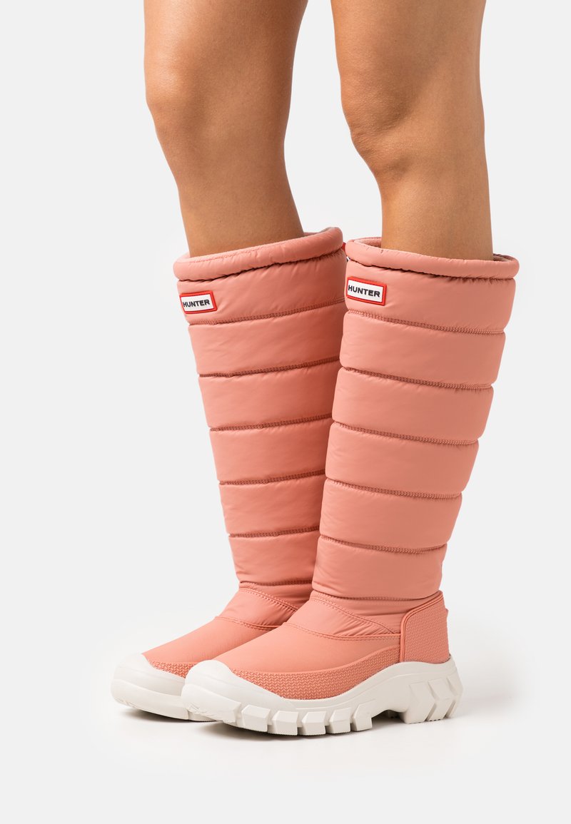 Hunter ORIGINAL WOMENS INTREPID TALL Winter boots rough pink/white