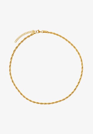 Gul snoet kædedesign med klipslukning og en justerbar forlængerkæde til variationsmuligheder i længden. Glat tekstur og strålende finish.