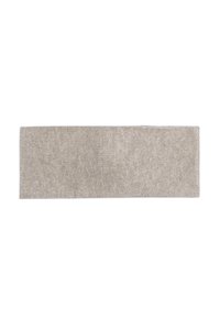 Rectangular woven mat in light beige with a textured surface, featuring a simple, clean design and subtle patterns along the edges.
