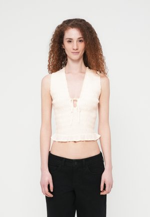 V NECK RESORT - Débardeur - beige