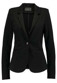 Svart blazer med en klassisk design, notched lapels, en enkel knappstängning och två framfickor i ett slätt tyg.