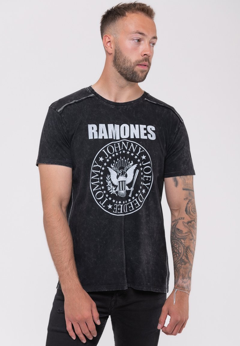 Paradiso Clothing RAMONES PRESIDENTIAL SEAL BAND LOGO SNOW WASH - Print T-shirt - black