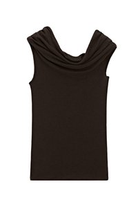 SLEEVELESS ASYMMETRIC NECKLINE - Top - dark brown