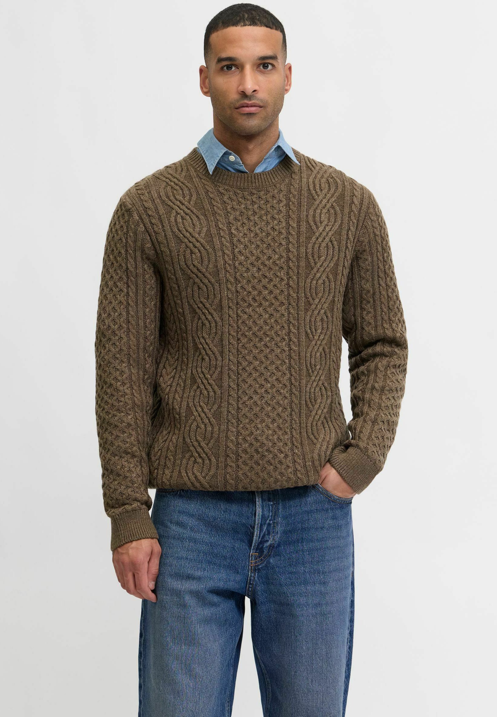 Jersey De Punto Para Hombre Jack & Jones - Cable Knit, Casual, Puños Y Dobladillo Acanalados