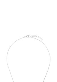 Bracciale in argento con una superficie liscia, dotato di un moschettone e di una lunghezza regolabile con una piccola catena di estensione.