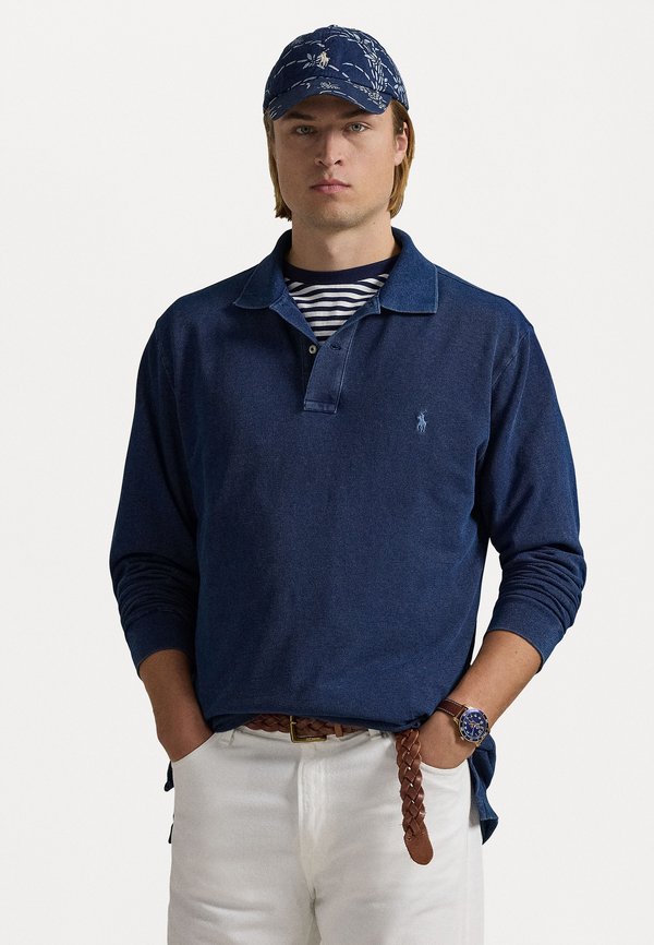 INDIGO POLO SHIRT - Long sleeved top - dark indigo