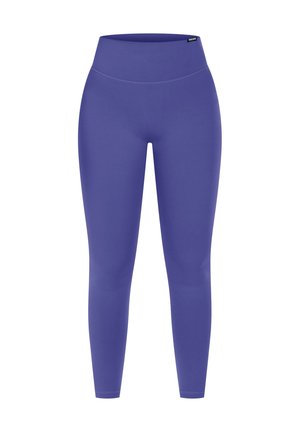 Lilla leggings lavet af strækbart stof, med høj talje og glat tekstur, skræddersyet til en tætsiddende pasform fra talje til ankel.