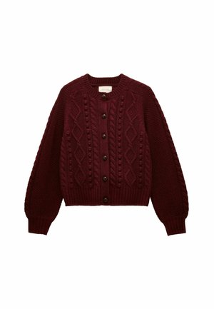 REGULAR FIT - RAFFERTY CABLE - Cardigan - wine