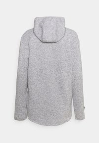Grauer, strukturierten Kapuzenpullover mit Kapuze, langen Ärmeln und abgerundetem Saum. Verfügt über ein schlichtes Rückendesign, ohne sichtbare Beschläge oder Akzente.