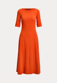 RIB-KNIT STRETCH COTTON MIDI DRESS - Rochie din jerseu - dusk orange