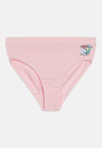 Roze bikini bottom gemaakt van soepel stof met een aansluitend design. Heeft een geborduurd eenhoornmotief aan de linkerkant.