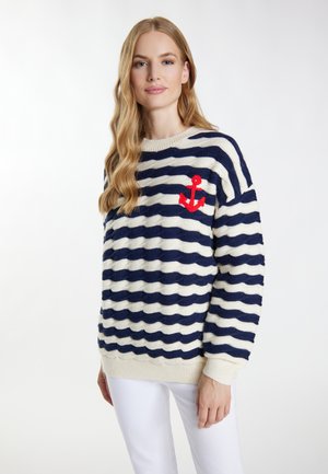 DreiMaster, Pullover - wollweiss marine