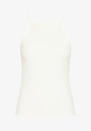 Witte camisole van lichtgewicht ribgebreid materiaal, met smalle schouderbanden en een aangesloten ontwerp voor een slanke silhouet.