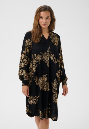 Bon'A Parte, BPDANIELLA DRESS - Robe de jour - black with gold-coloured foil