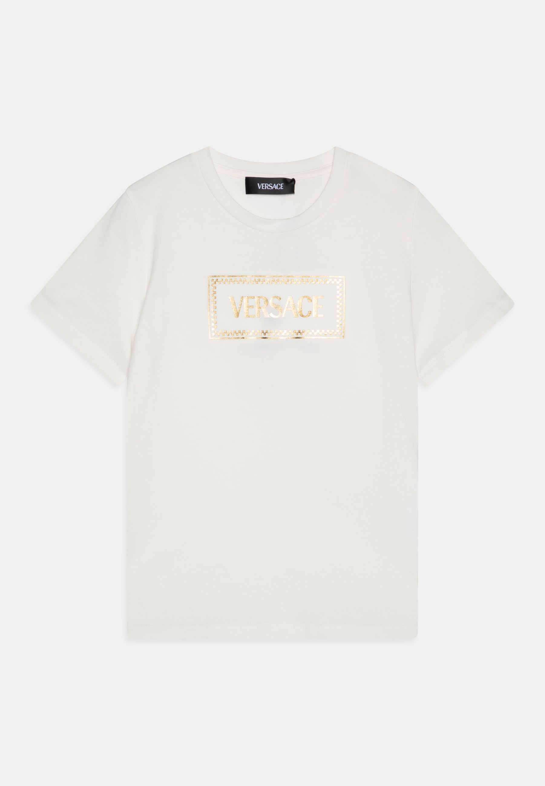 Versace DAMIER PRINT UNISEX T-shirt con stampa white/gold