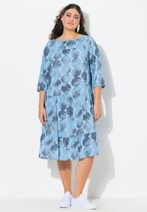 Ulla Popken DOT PRINT FLOUNCE PANEL - Jurk - light blue
