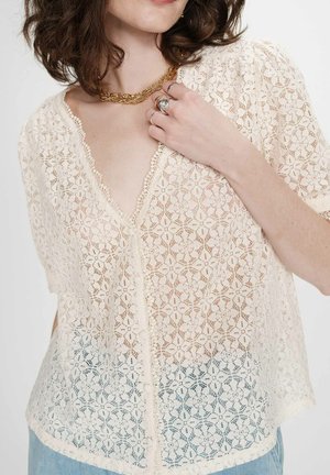COL V EN DENTELLE VICKY - Blouse - amande