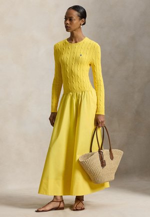 CABLE-KNIT BODICE COTTON DRESS - Kampsunkleit - coastal yellow