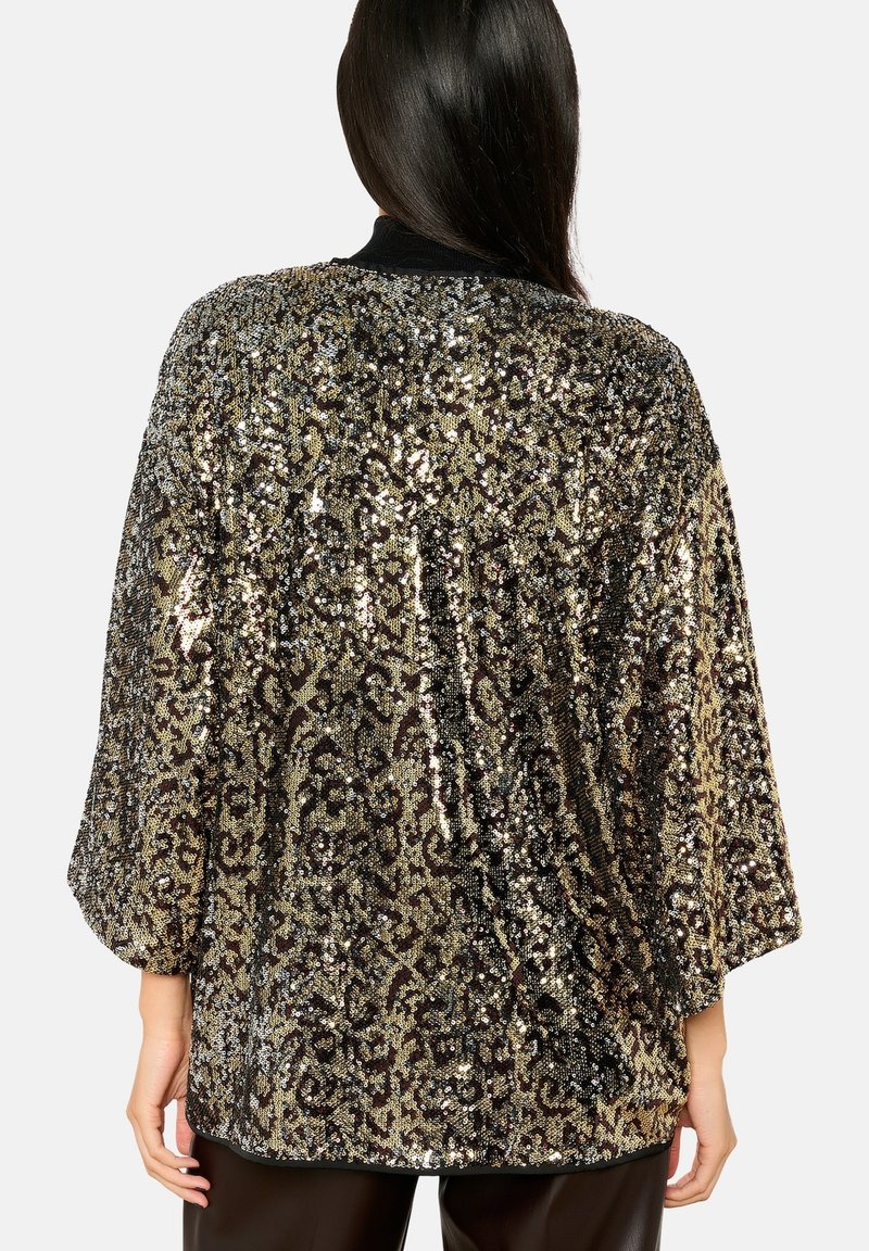 Veste Kimono IKKS Asymétrique à Capuche Noire Et Dorée - Taille 40, Jersey Et Voile, Neuf Sans étiquettes