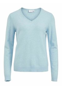 VILA Stickad tröja - mottled light blue