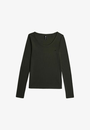 G-STAR, SLIM RIB OPEN NECK T-SHIRT - Langarmshirt - asfalt