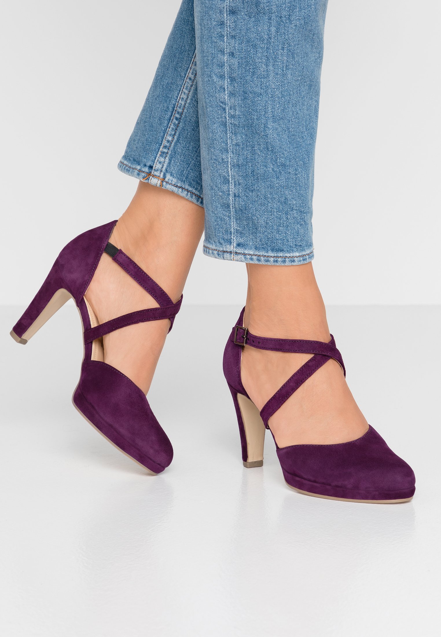 plum suede heels