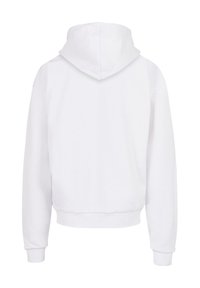 Hvid hættejakke med en afslappet pasform. Den har lange ærmer, ribbet manchetter og en kant. Blødt stof med en enkel design.