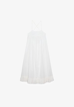 INSIDE, VESTIDO MAXI POPELÍN CON VOLANTES - Vestido informal - blanco