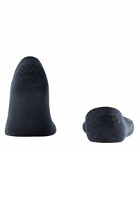 Marineblaue Knöchelsocken, glatte Textur, nahtloses Design, verstärkte Fersen und Zehen, gerippte Bündchen, keine sichtbaren Muster, leichtes Material.