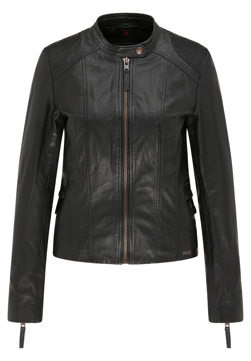 Mustang Leren jas - schwarz