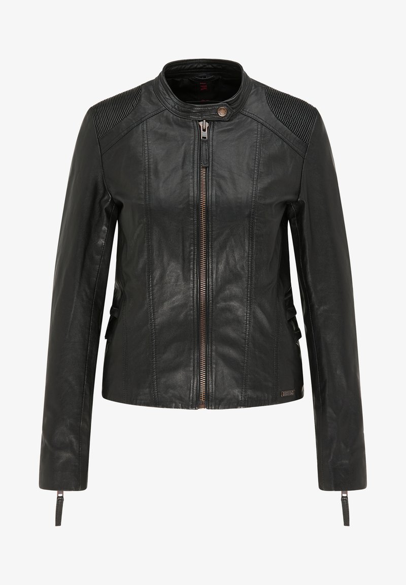 Mustang Leren jas - schwarz