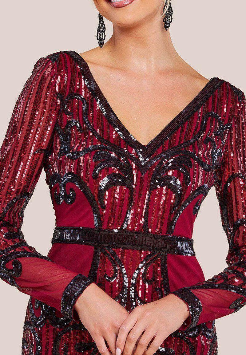 Goddiva SEQUIN EMBROIDERED - Robe de soire - wine/rouge - ZALANDO.FR