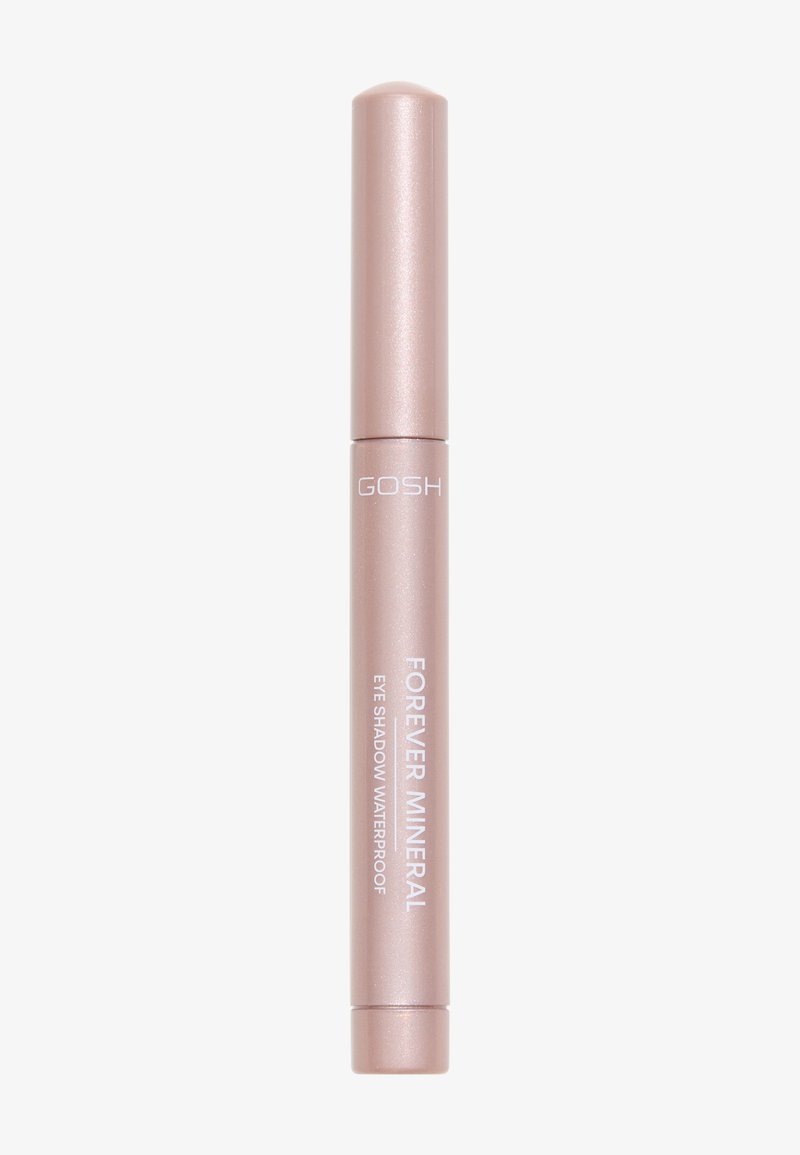 GOSH Forever Mineral wodoodporna cienie do oczu w różowo-złotej tubie, o gładkiej teksturze i z aplikatorem typu twist-up dla łatwego użycia.