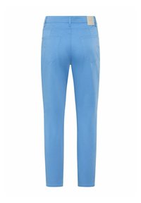 Slim-fit blauwe broek van een katoenmix, met een middelhoge taille en twee achterzakken met gestikte details.