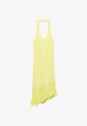 PULL&BEAR, ASYMMETRICAL HALTER KNIT - MIDI DRESS - Strickkleid - light green