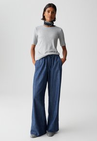 OPUS SLIM FIT RIB - T-Shirt basic - hazy fog melange