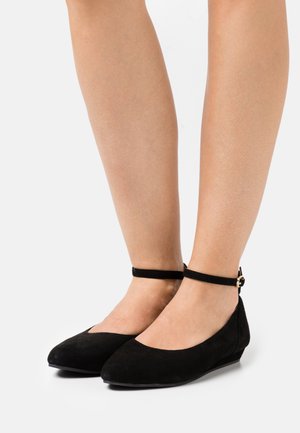 LEATHER - Baleriny z zapięciem - black