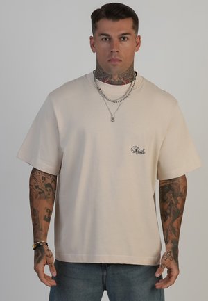 SIKSILK, OVERSIZED T-SHIRT. - T-shirt basic - ecru